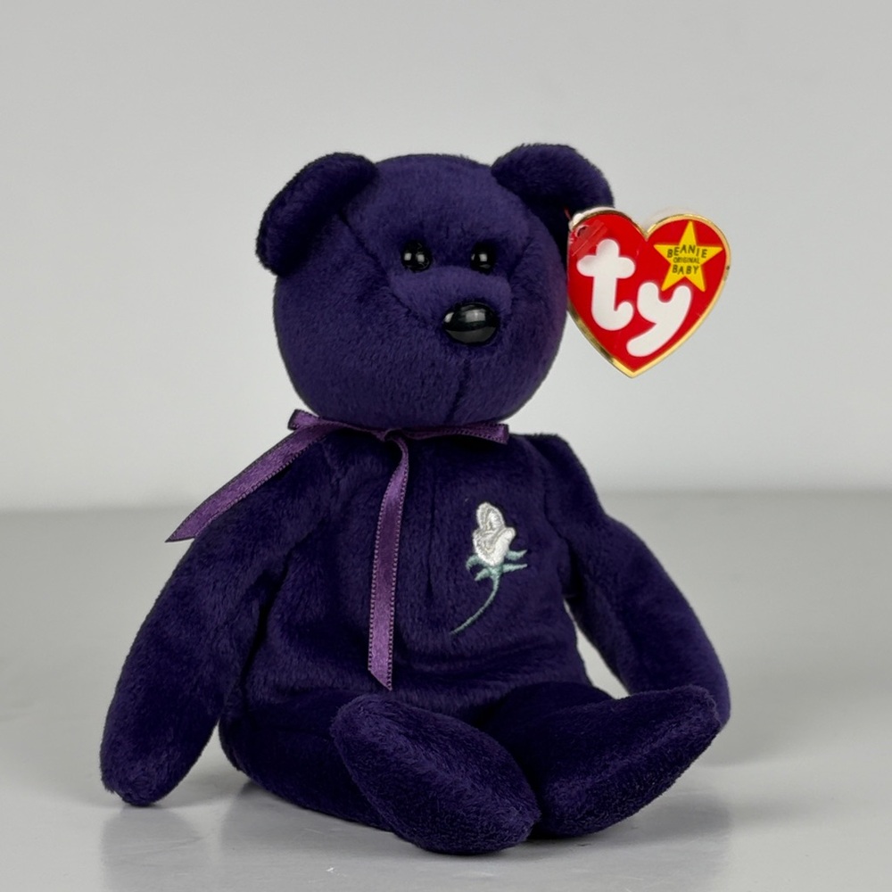 Ty Beanie Baby Princess Dianna Purple Bear 1997 PE Pellets